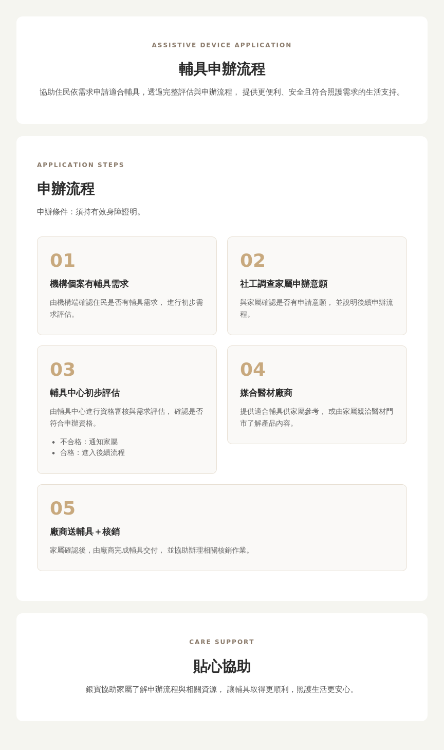 銀寶長照社團法人私立後龍住宿長照機構-銀寶長照輔具補助申請流程